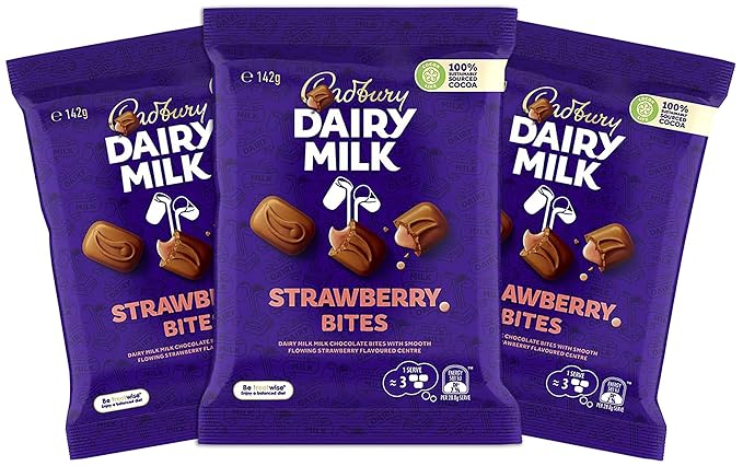 Cadbary Chocolate Bites Bulky Pack Candy for Parties & Gifts (Srawberry - 3 Pack)