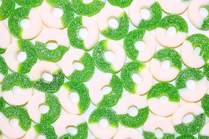 Green Apple Gummy Rings Candy - Fresh, Soft, and Chewy Sugar Dusted Gourmet Green Apple Rings Gummy Candy, by Queen City Candy Cave (2 Pound)