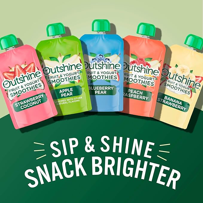 Outshine Fruit & Yogurt Smoothie Blueberry Pear, 24-Pack of 3.5oz Fruit & Yogurt Pouches