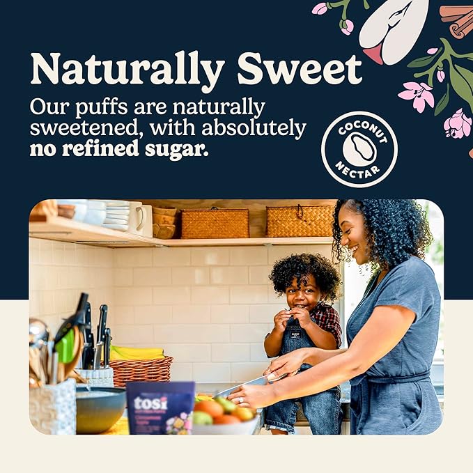 Tosi Crispy Puffs (3oz, 6 Pack), Vegan Crunchy Snacks, 8g Plant Based Protein, Nut-Free, Allergen Friendly, Healthy Snacks for Adults & Kids, Gluten Free Treats, Ancient Grains (Super Variety)