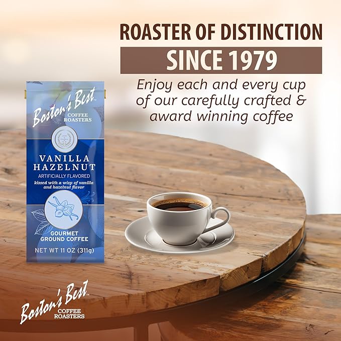 Bostonโs Best Coffee - Vanilla Hazelnut Delicious Medium Roast Premium Gourmet Coffee, 11 oz. / 311 g Bag