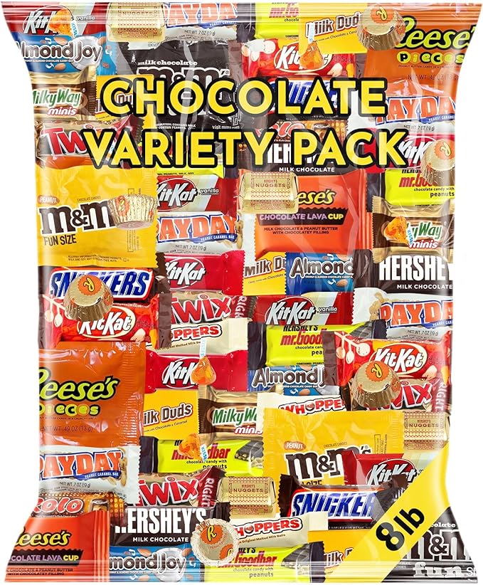 Assorted Chocolate Candy Variety Pack 8 lb – Bulk Individually Wrapped Chocolates for Parties, Gifting, Holidays & Everyday Indulgence – Premium Name-Brand Mix for All Occasions