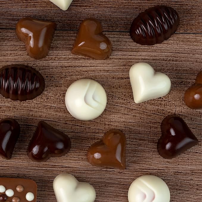 Valentines Chocolate Candy, Valentines Day Assorted Gourmet Belgian Heart Chocolate Truffles, Gifts for Him and Her in Elegant Red Heart Gift Box. Milk, Dark, Strawberry, 6 Flavors with 24 Treats
