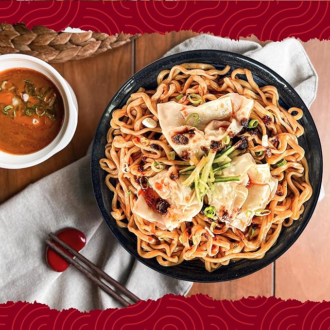 A-Sha Meteor Dan Dan Noodle with Spicy Soy Sauce and Sesame Paste, 12 Packs, Gourmet Asian Taiwanese Healthy Instant Ramen Noodles