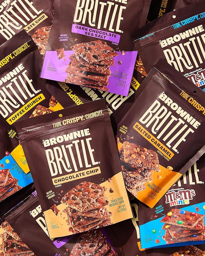Brownie Brittle – Pumpkin Spice Blondie Thin and Crispy Sweet Snacks (Pack of 3, 5 oz), Rich Gourmet Brownie Bites Dessert