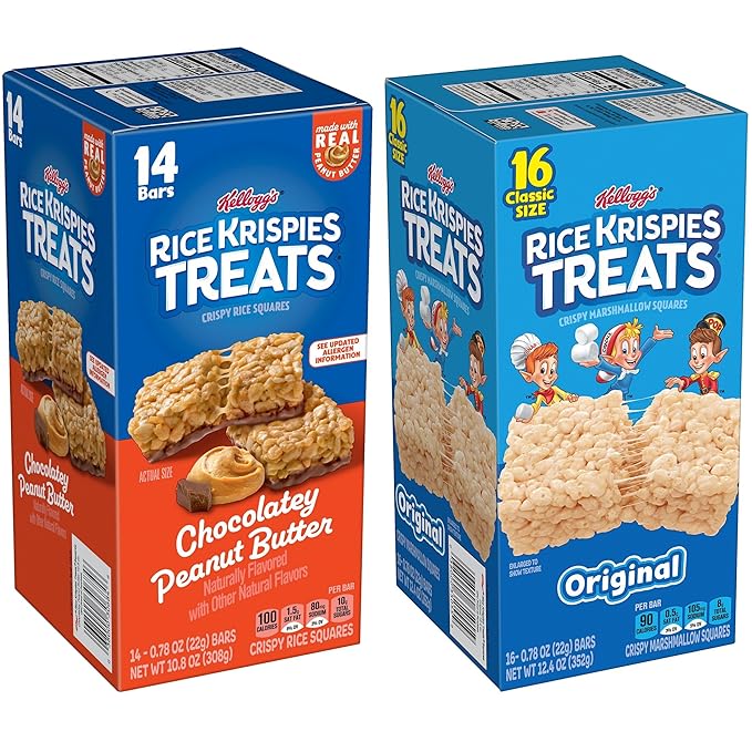 Rice Krispies Treats Crispy Rice Squares, Snack Bars, Variety Pack (2 Boxes, 30 Count)
