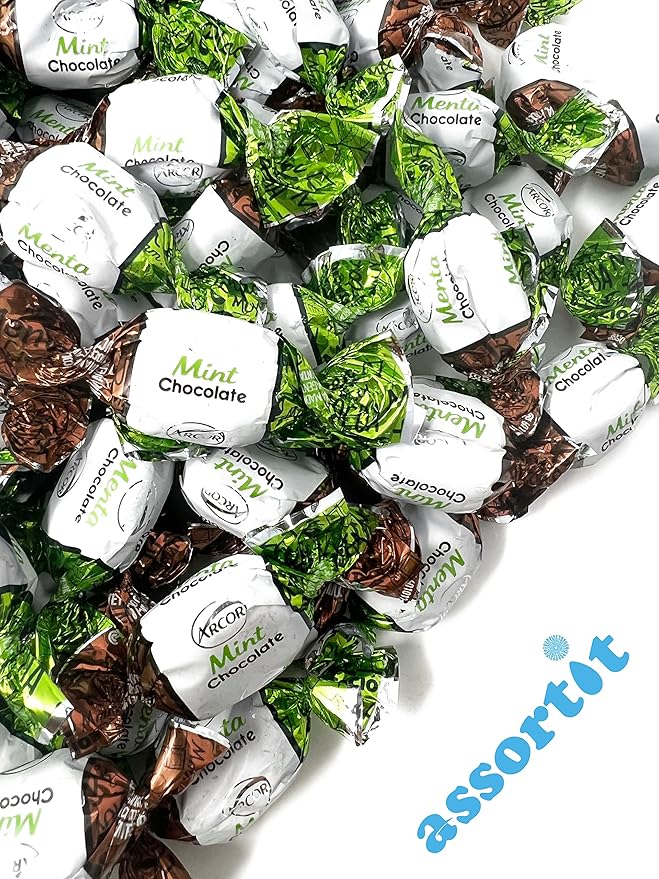 Chocolate Filled Mints - 6 lbs - Refreshing After Dinner Mint Hard Candies Filled with Chocolates - Bulk American Vintage Candy Assortment - Individually Wrapped, 96 oz.