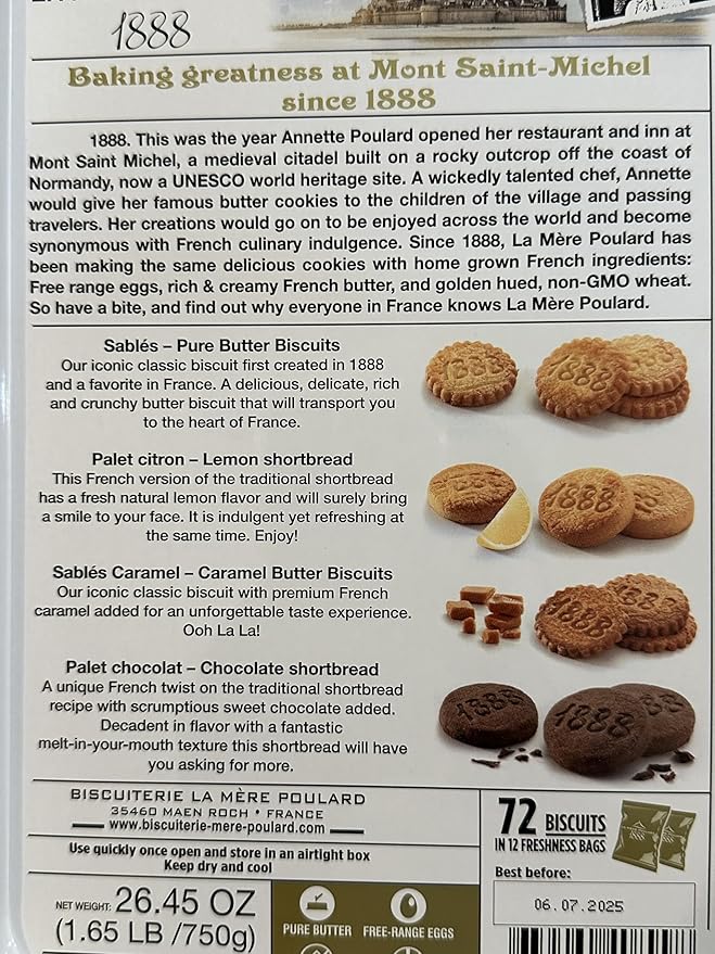 La Mère Poulard French Butter Cookies, 4 Flavors 26.45oz