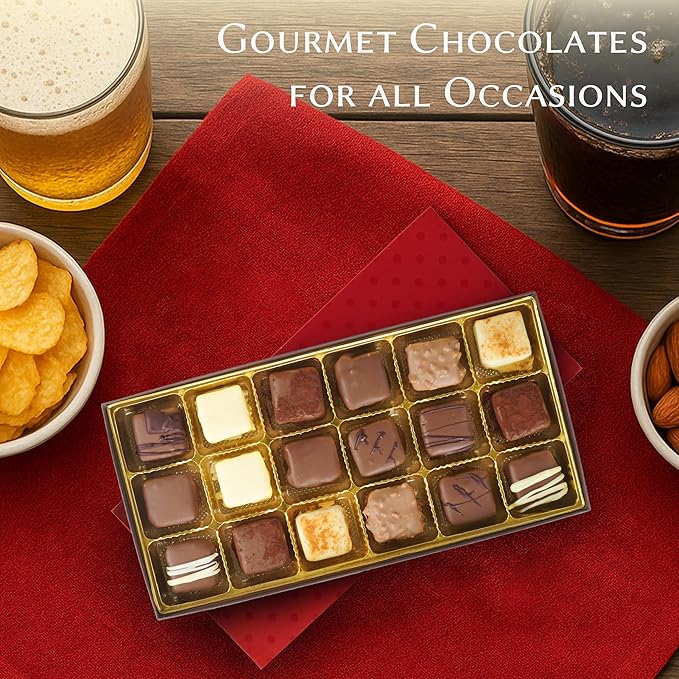 Luxury Milk Chocolate Truffles Gift Box, 18-Piece Assorted Belgian-Style Chocolates, Valentine’s Day Chocolate Gift For Her Or Him, Box Of Chocolates For Date Night Desserts, Birthdays And Anniversaries