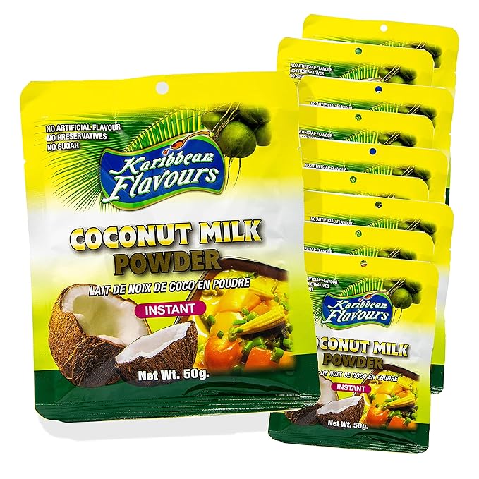 Caribbean Instant Coconut Milk Powder | Organic | Non GMO | Adds Rich Coconut Flavour To Your Desserts And Curry Dishes |10-pack (10 x 50g)
