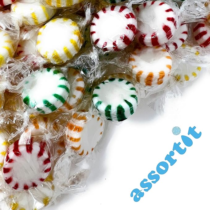 Fruit Flavored Hard Candy - 6 lbs - Apple, Strawberry, Lemon and Orange Flavored Disks Old School Classic Starlights - Bulk American Vintage Candy Assortment - Individually Wrapped, 96 oz.
