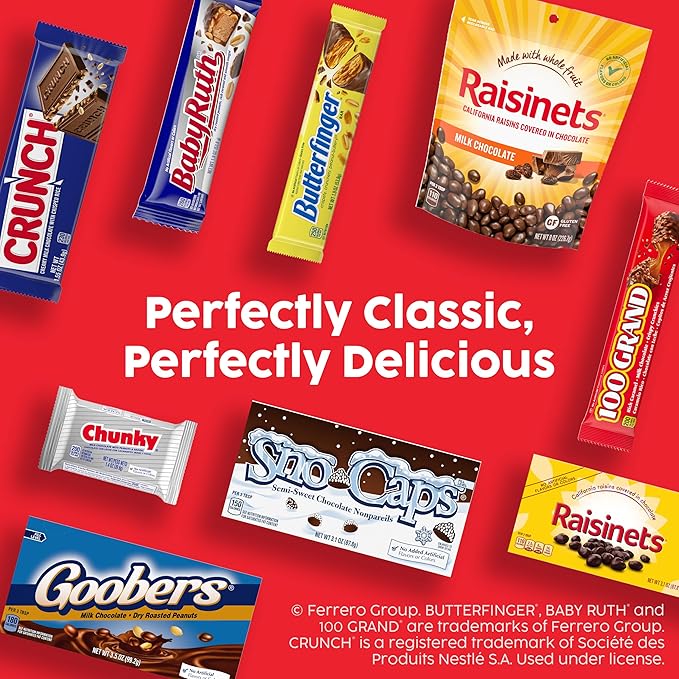 Butterfinger, CRUNCH, Baby Ruth, 100 Grand Minis, Assorted Candy Bars, Great for Sharing, Bulk 135 Count Pack, 55.3 oz