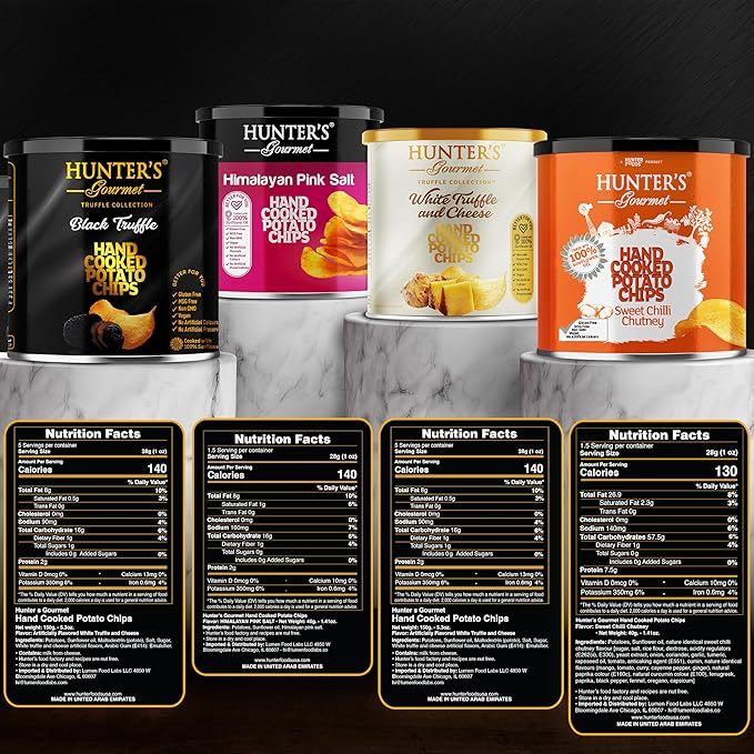 Hunter's Gourmet Hand-Cut Chips | Premium Snack Assortment | Made in a Nut-Free Facility | No Cholesterol | MSG-Free | Halal | No Artificial Preservatives | Gluten-Free Snacks | Variety Pack of 8