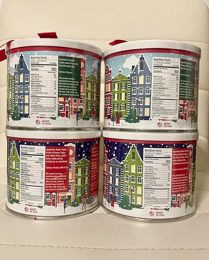 Holiday Edition Peanuts Twin Pack Mix – 9 oz Sea Salted Premium Virginia Peanuts & 9 oz Butter Toffee Peanut, Festive Gourmet Snack Gift Set
