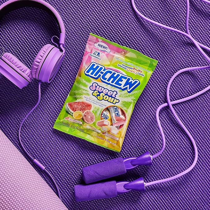 HI-CHEW Sweet & Sour Mix, Pack of 6 Bags, 3.17oz each - Watermelon Lemon Grapefruit | Unique Fun Soft & Chewy Candy, Immensely Juicy Fruity Candy Flavors, Individually Wrapped for Sharing