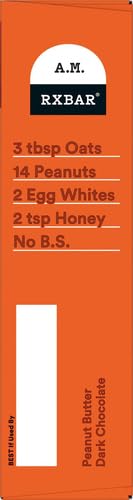 RXBAR A.M. Protein Bars, Gluten Free Snacks, Breakfast Snacks, Peanut Butter Dark Chocolate, 9.7oz Box (5 Bars) (Pack of 2)