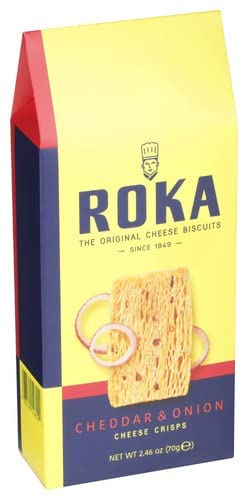 Roka The Original Cheese Biscuits, Cheddar & Onion Cheese Crisps, 2.46 Ounce (Pack of 8)