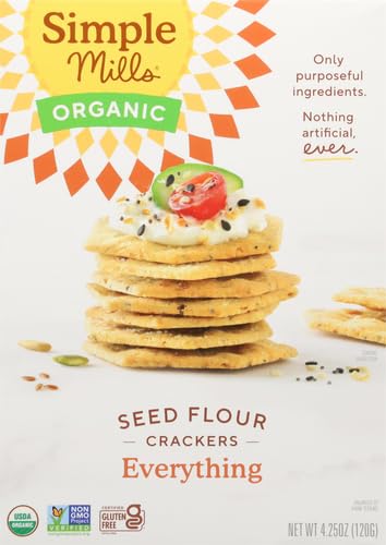 Simple Mills Organic Seed Crackers, Everything - Gluten Free, Vegan, Healthy Snacks, Paleo Friendly, 4.25 Ounce (Pack of 2)