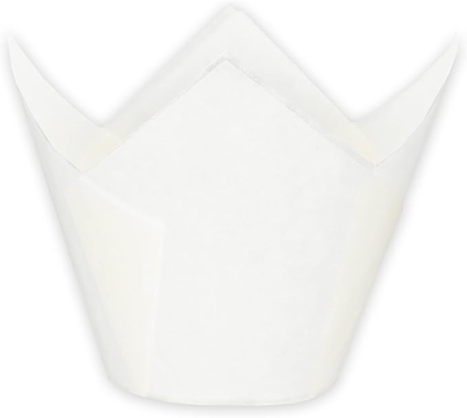 MyBakning Jumbo Extra Large size White Tulip Baking Cups 2-1/4"(Base diameter) x 3-3/4"(Wall height) Greaseproof paper baking cupcake Muffin liners, Case of 130 pcs