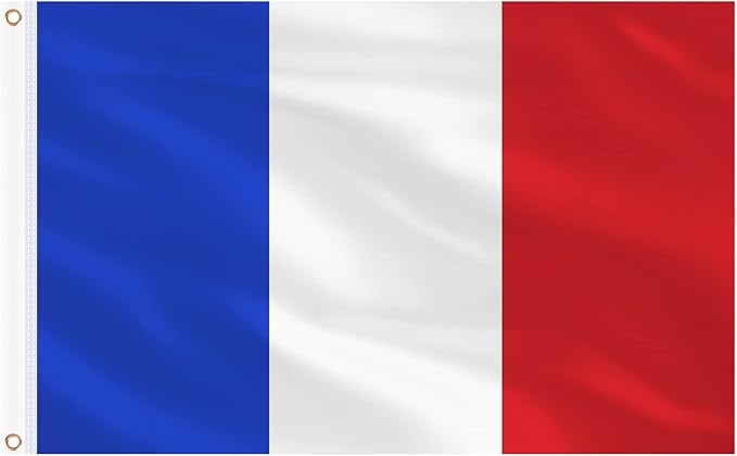 AhfuLife French Flag 3 x 5 Ft France Flag, Large France National Flags for Outside - Double Side with Brass Eyelets for Olympic Party Decorations, Bar Garden Street Decoration Indoor Outdoor