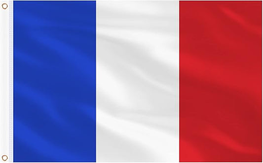 AhfuLife French Flag 3 x 5 Ft France Flag, Large France National Flags for Outside - Double Side with Brass Eyelets for Olympic Party Decorations, Bar Garden Street Decoration Indoor Outdoor