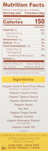 Simple Mills Organic Seed Crackers, Everything - Gluten Free, Vegan, Healthy Snacks, Paleo Friendly, 4.25 Ounce (Pack of 2)