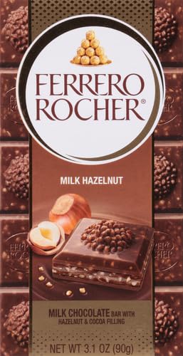 Ferrero Rocher Premium Chocolate Bars,2 Pack, Milk Chocolate Hazelnut, Luxury Chocolate, Individually Wrapped, 3.1 Oz Each