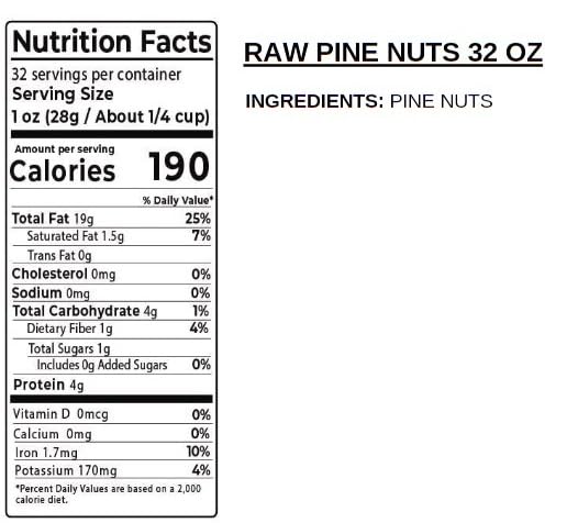 Pine Nuts Raw 2 Pounds | Whole & Natural Unsalted Pignolias | Healthy Protein Snack and Versatile for Cooking, Baking, Salads, Pesto Sauce |Vegan, Keto, Paleo Friendly, Gluten Free, Compare to Organic Pine Nut | Jaybee's
