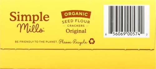 Simple Mills Organic Seed Crackers, Original - Gluten Free, Vegan, Healthy Snacks, Paleo Friendly, 4.25 Ounce (Pack of 2)