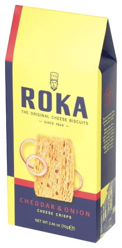 Roka The Original Cheese Biscuits, Cheddar & Onion Cheese Crisps, 2.46 Ounce (Pack of 8)