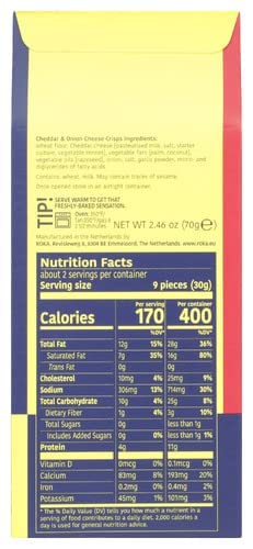 Roka The Original Cheese Biscuits, Cheddar & Onion Cheese Crisps, 2.46 Ounce (Pack of 8)