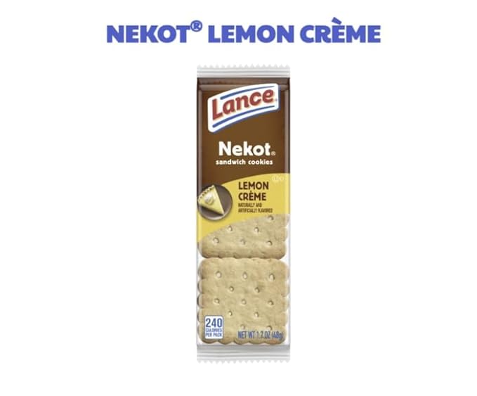 Lance Nekot Cookie Sandwiches Lemon Creme Filling, Lance, Nekot Peanut Butter Crackers, Nekot Cookies, Lance Cookies, for a total of 20 units