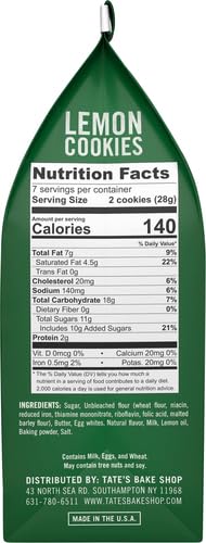 Tate's Bake Shop Lemon Cookies, 7 oz (Pack of 2)
