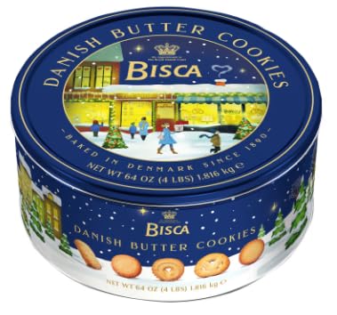 Danish Cookie (Bisca Danish Butter Cookies 4lb) . Christmas Butter Cookie. Best Holiday Present For Everyone . Come With Maryse's Place Holidays Bags