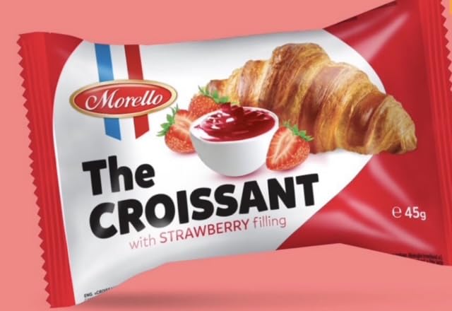 Morello The Croissant with Cocoa Cream Filling, French Style Pastry, 45g (24 in a pack)