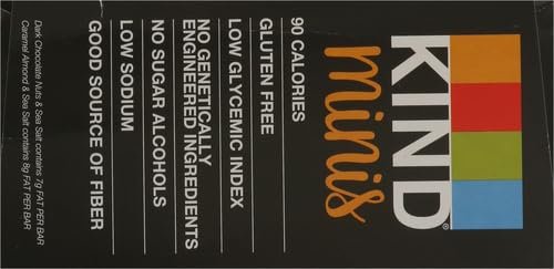 KIND Minis Snack Bars, Dark Chocolate Nuts & Sea Salt and Caramel Almond & Sea Salt, 3g Sugar, Gluten Free Bars, Variety Pack, 0.7 OZ, (20 Count) (Pack of 2)