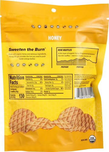 Honey Stinger Organic Mini Honey Waffles | Energy Stroopwafel for Exercise, Endurance and Performance | Sports Nutrition for Home & Gym, Pre and Post Workout | 1 Bag, 5.3 Ounce (Pack of 2)