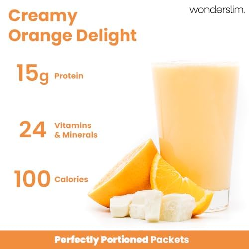 WonderSlim Meal Replacement Shake, Orange Creamsicle, 15g Protein, 25 Vitamins & Minerals, Gluten Free, Low Carb (7ct)