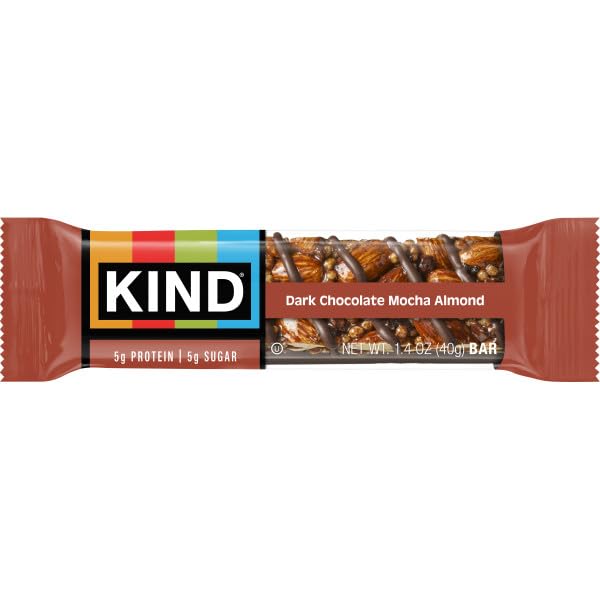 KIND Bars, Dark Chocolate Mocha Almond, Healthy Snacks, Gluten Free, Low Sugar, 5g Protein, 12 Count
