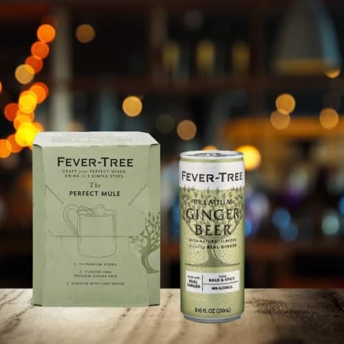 Fever-Tree Ginger Beer – Premium Mixer for Cocktails and Mocktails, 8.45 fl oz Cans, Pack of 4 – Naturally Sourced, Non-GMO