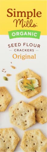 Simple Mills Organic Seed Crackers, Original - Gluten Free, Vegan, Healthy Snacks, Paleo Friendly, 4.25 Ounce (Pack of 2)