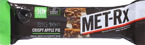 MET-Rx Big 100 Colossal Protein Bars, Crispy Apple Pie Meal Replacement Bars, 9 Count (Pack of 2)