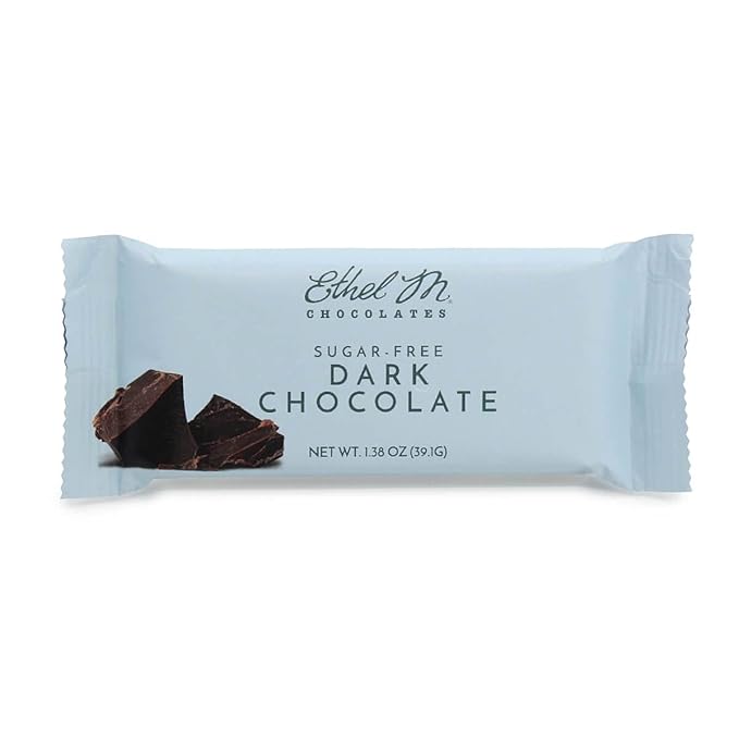 Ethel M Chocolates Premium Sugar Free Dark Chocolates Bars Box of 24 - Individually Wrapped Sugar Free Dark Chocolate Candy Bars