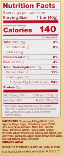Nature's Bakery Oatmeal Crumble Strawberry Bars, 1.41 Oz, 6 Ct (Pack of 2)