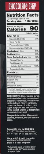 KIND Chewy Granola Bars, Variety Pack, Chocolate Chip and Peanut Butter Chocolate Chip, Gluten Free, 100 Calories, Whole Grains and Oats, 20 Count (Pack of 2)