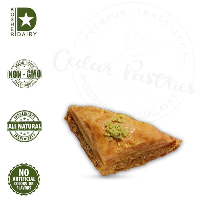 Cedar Pastries 8-Piece Grab N’ Go Traditional Triangle Baklava | Handmade Mediterranean Dessert Treats | Kosher & Halal