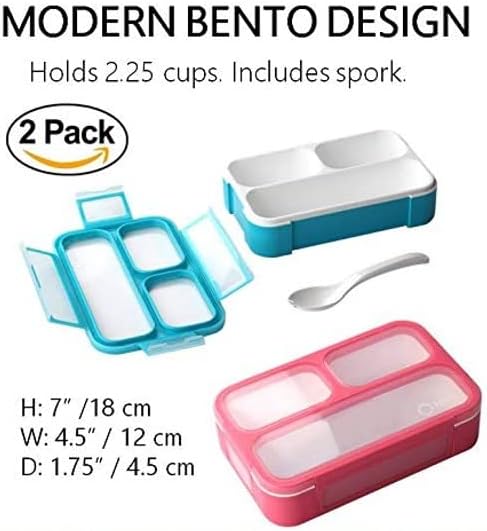 kinsho Snack Container - Small Bento Lunch Box for Kids Girls Boys Toddlers | MINI Leak-proof Boxes, Baby Bentobox for Daycare, Portion Containers, BPA-Free Pink and Blue Set of 2
