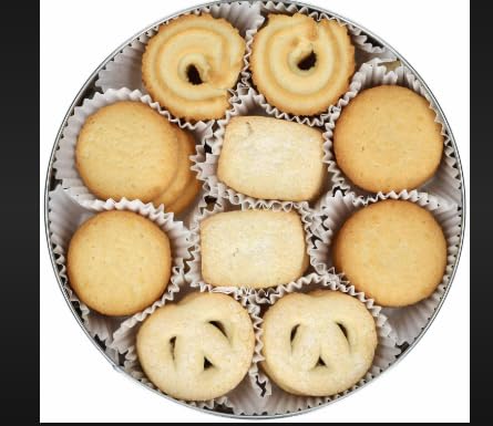 Holiday Assortment Cookies in Decorative Tin; Chocolate Varieties; Perfect Holiday Gift (Danish Butter Cookie Selection, 4oz Tin/ 10 pack)