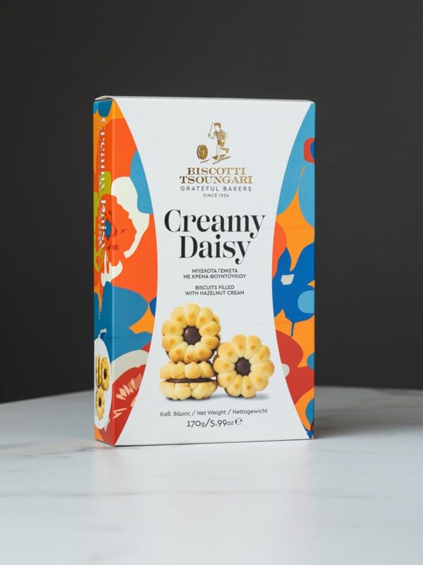 Biscotti Tsoungari – Creamy Daisy – Biscuits - Cookies-Filled with Hazelnut Cream, 170g (5.99 oz)