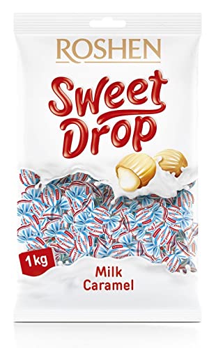 Roshen Caramel Candy Sweet Drop with Milky Filling, Kosher and Halal, Delicious, Flavorful Sweets Bulk Candy 1kg/2.2lb